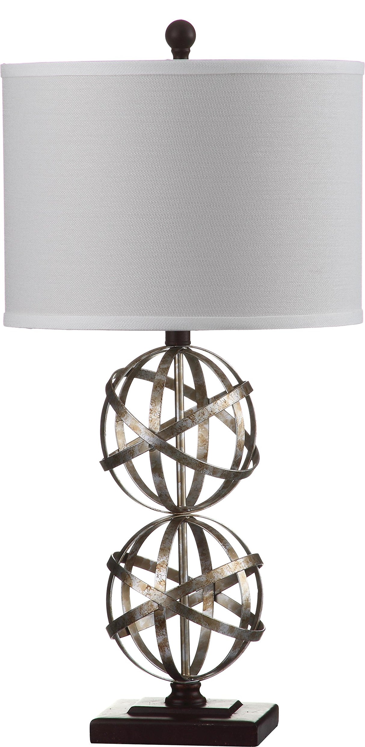 Lighting Collection Haley Modern Farmhouse Rustic Double Sphere Antique Silver 28-inch