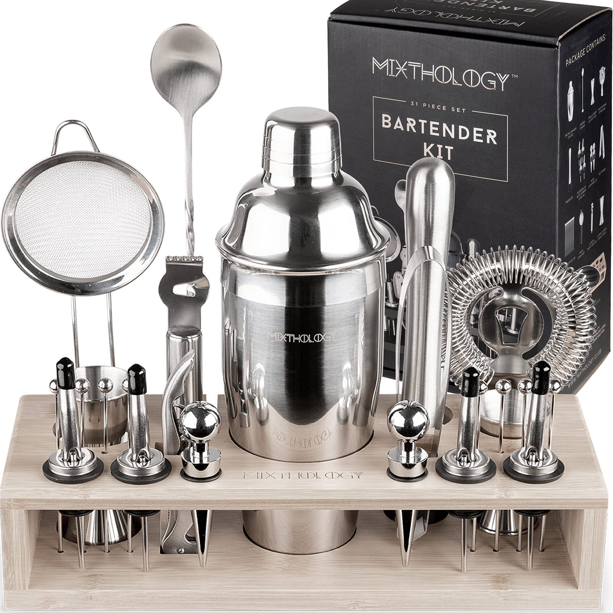 Bartender kit | 31 Piece Professional Bartender Set by Mixthology - bar Tools