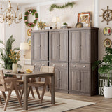 FOTOSOK 72" Kitchen Pantry Storage Cabinets with Drawer, Freestanding Cupboard with 4 Doors, Drawer, 4 Shelves, Utility Pantry Cabinet for Kitchen, Dining Room, Living Room, Ash Grey