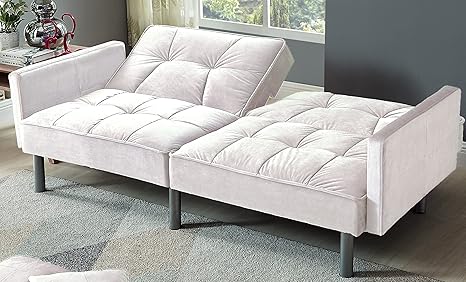 Velvet Loveseat Futon Convertible Sofa Bed for Living Room and Couch