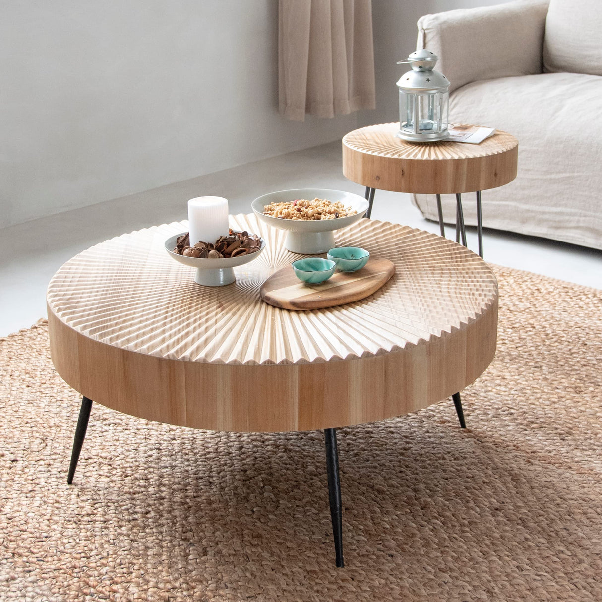 White and Gold Coffee Table with Storage and Open Shelves for Living Dining