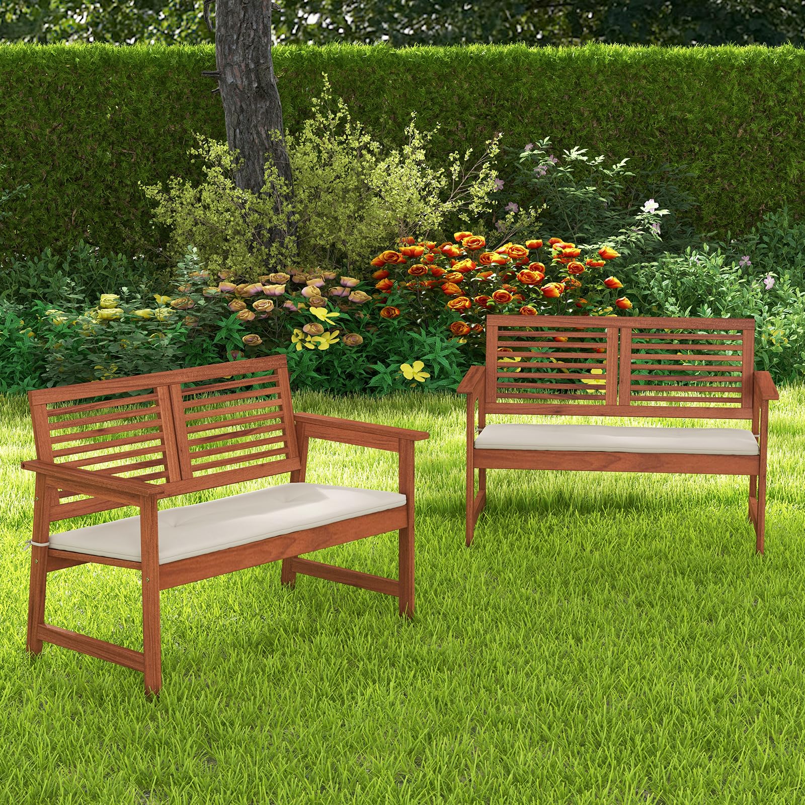Outdoor Bench with Cushion