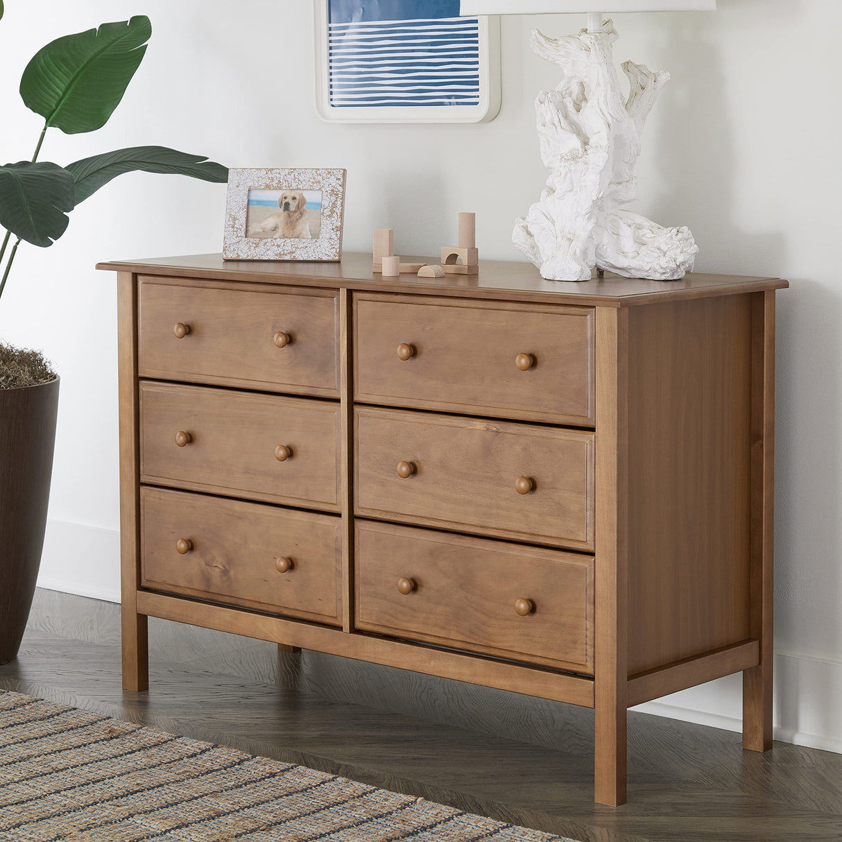 Jayden 6-Drawer Double Wide Dresser in Chestnut