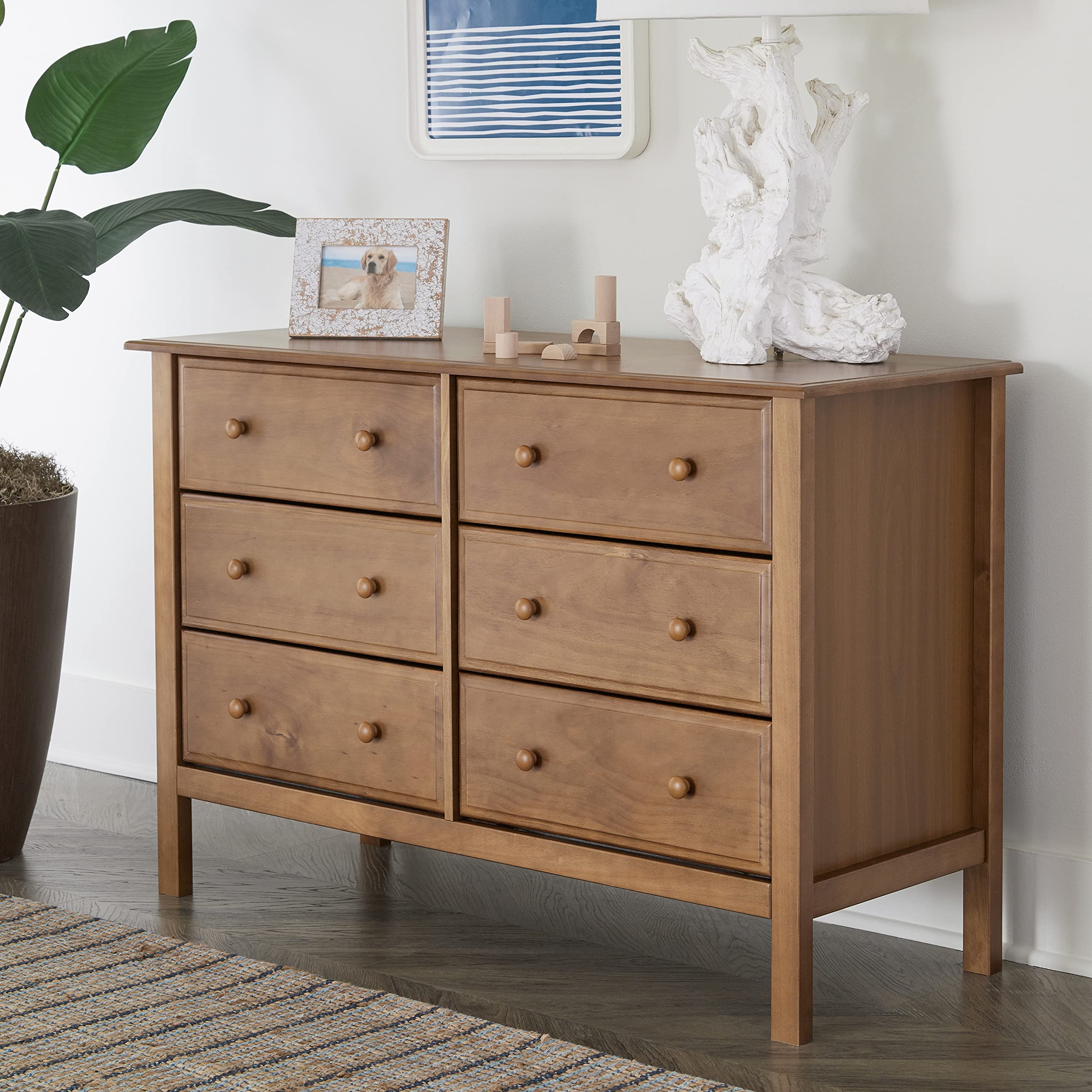 Jayden 6-Drawer Double Wide Dresser in Chestnut