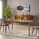 Noble House Wren Rubberwood Dining Table in Natural Walnut