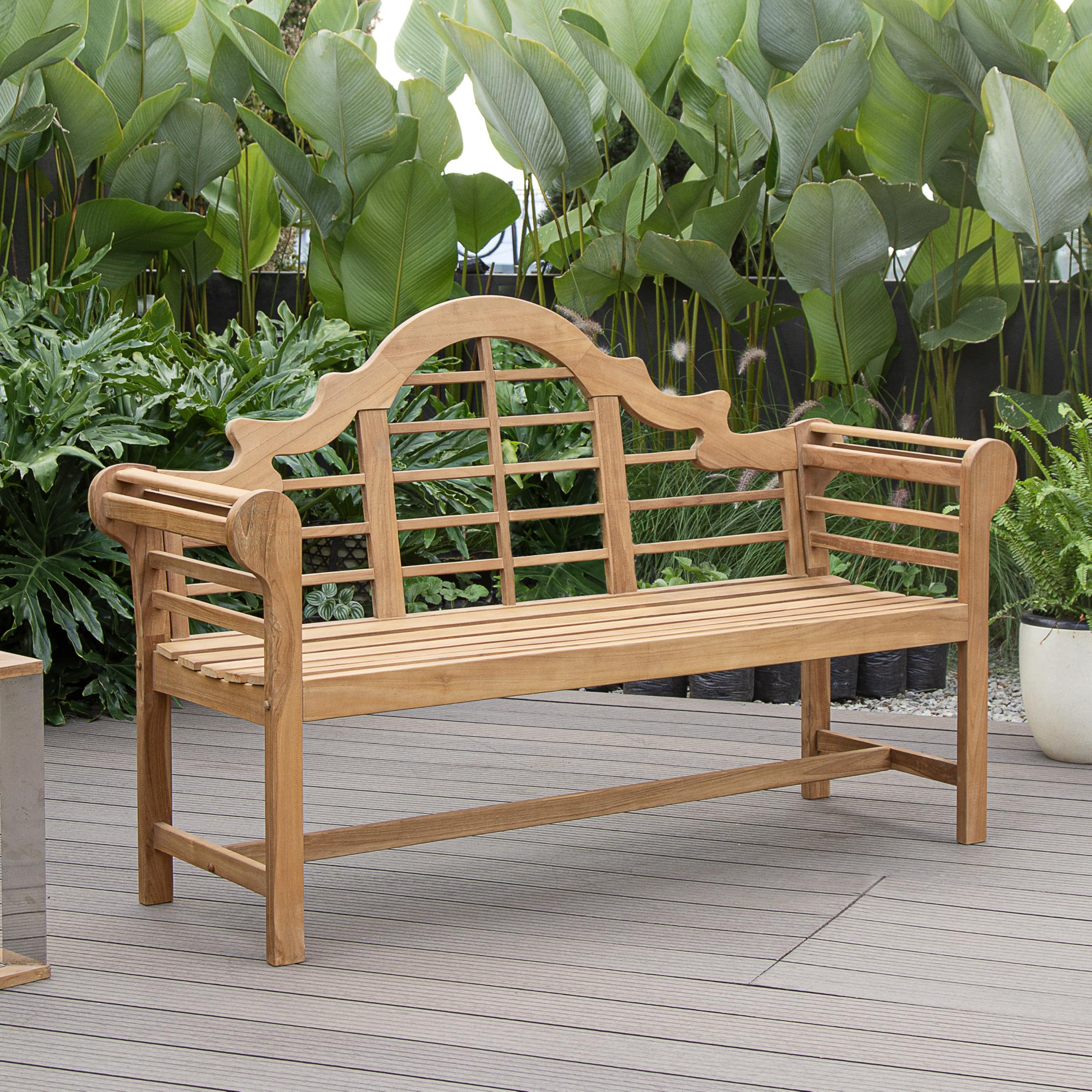 Lutyens 5-Foot Teak Wood Outdoor Garden Bench for Patio Furniture, Weather-Resistan