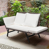 Outdoor Sofa, Woven Rattan Patio Furniture, Convertible Daybed or Double Chair
