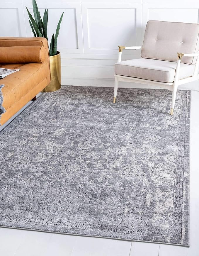 Portland Collection Area Rug - Albany (5' 3" x 8' Rectangle, Gray/ Ivory)