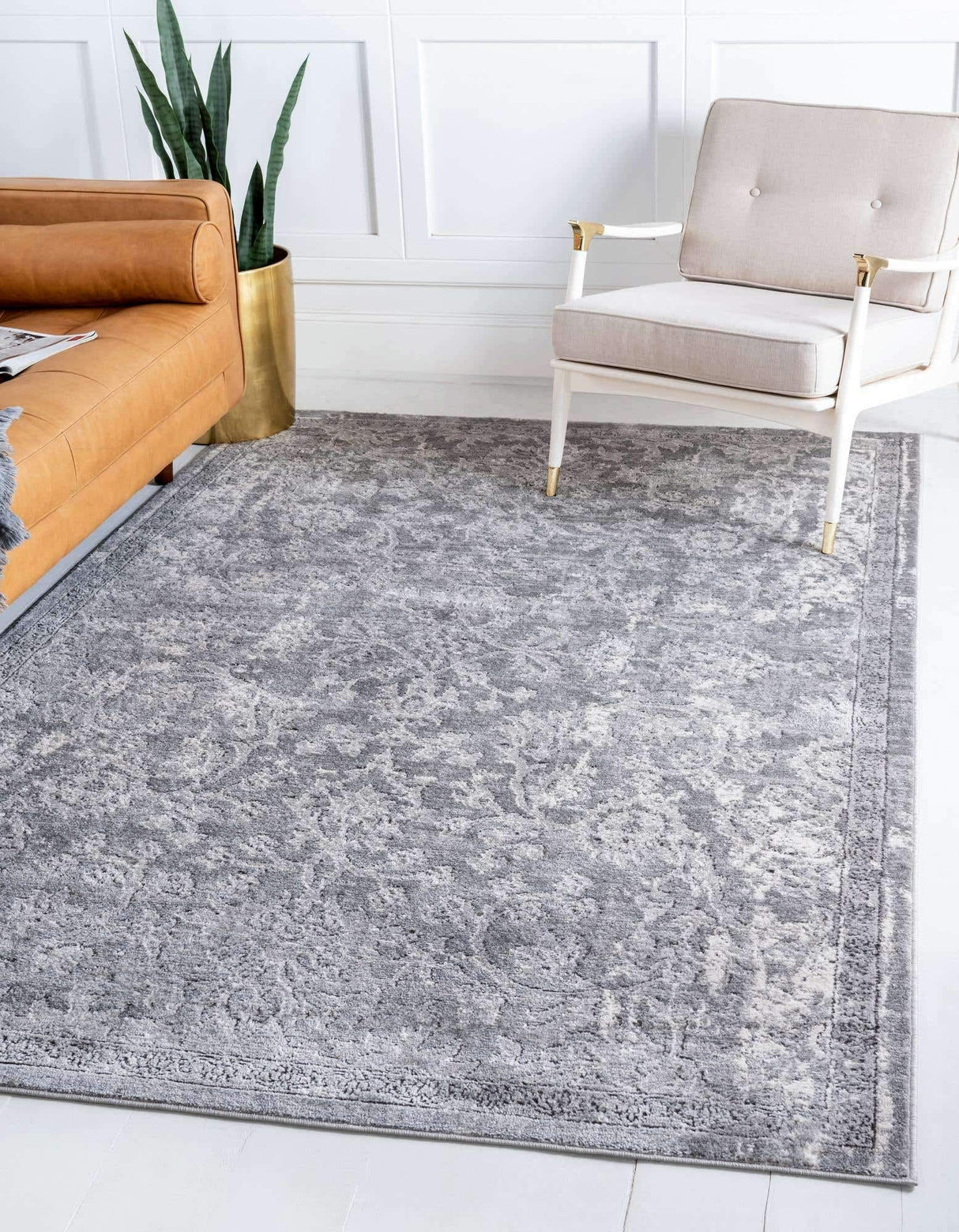 Portland Collection Area Rug - Albany (7' 1" x 10' Rectangle, Gray/ Ivory)