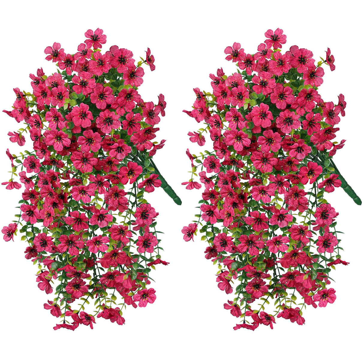 Artificial Flowers for Outdoors Fake Hanging Decoration, 2Pcs Hotpink Spring Decor