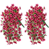 Artificial Flowers for Outdoors Fake Hanging Decoration, 2Pcs Hotpink Spring Decor