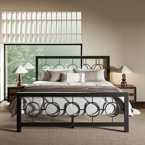 Twin Size Metal Platform Bed Frame with Modern and Vintage