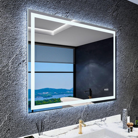 LED Bathroom Mirror 48"x 36",Front Lit and Backlit Bathroom Mirror with Lights,