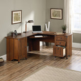 Carson Forge Corner Computer Desk, Washington Cherry finish