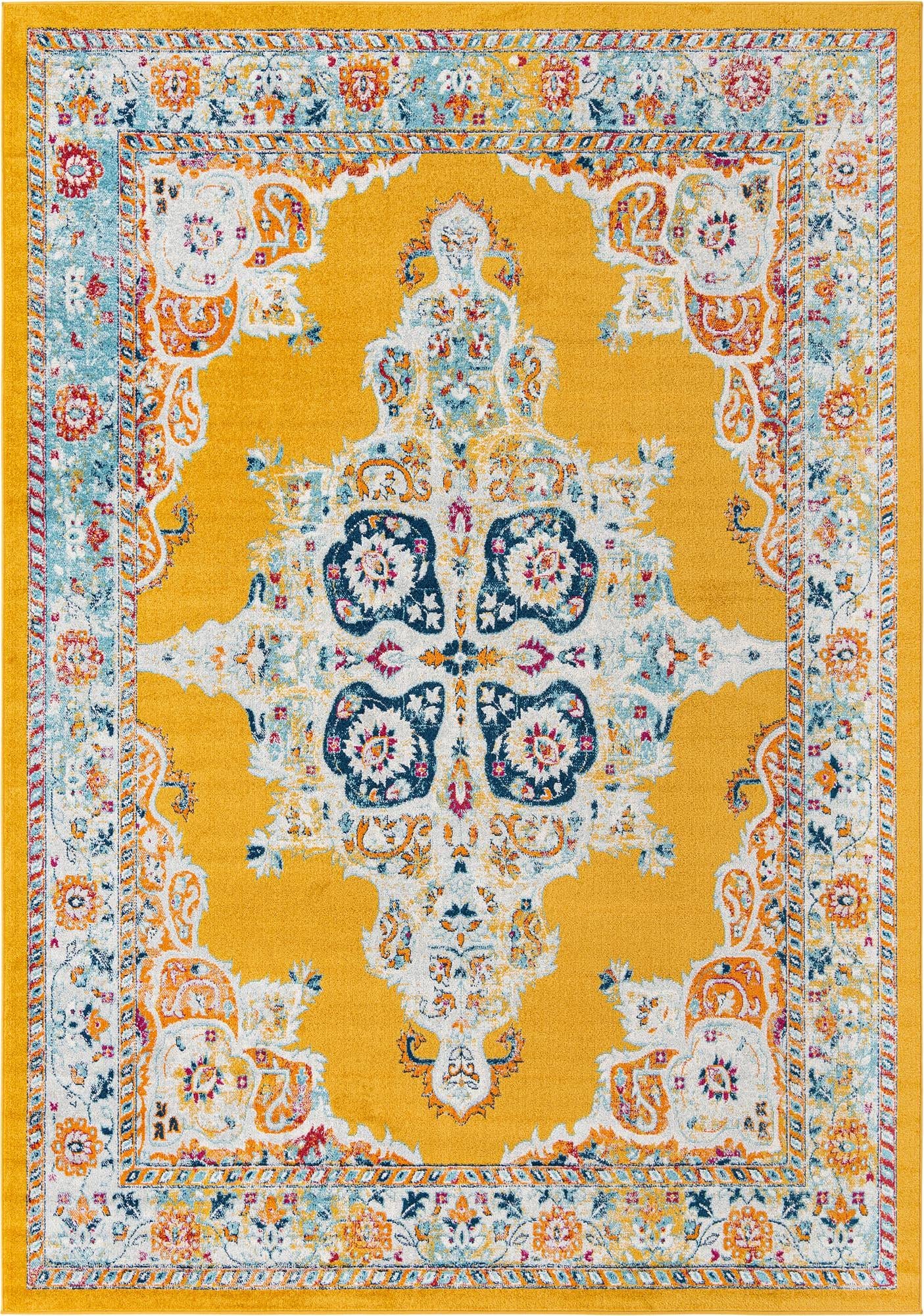 Rugs.com Parker Collection Rug – 10' X 14' Yellow Medium Rug Perfect for Living Rooms, Large Dining Rooms, Open Floorplans