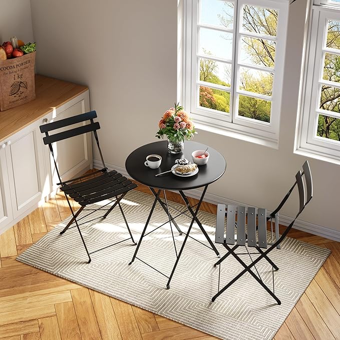 3-Piece Patio Bistro Set Folding Bistro Table and 2 Chairs Outdoor Furniture Sets