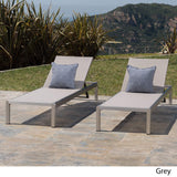 Outdoor Aluminum Chaise Lounge, Set of 2, Grey