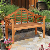 Outdoor Wood Bench, 4 Ft Foldable Eucalyptus Garden Bench, Two Person Loveseat Chair