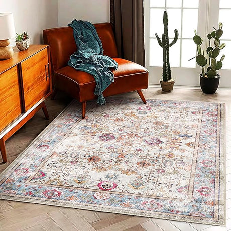 5'x7' Washable Area Rug Vintage Rug Traditional Floor Cover Foldable Thin Rug Kitchen