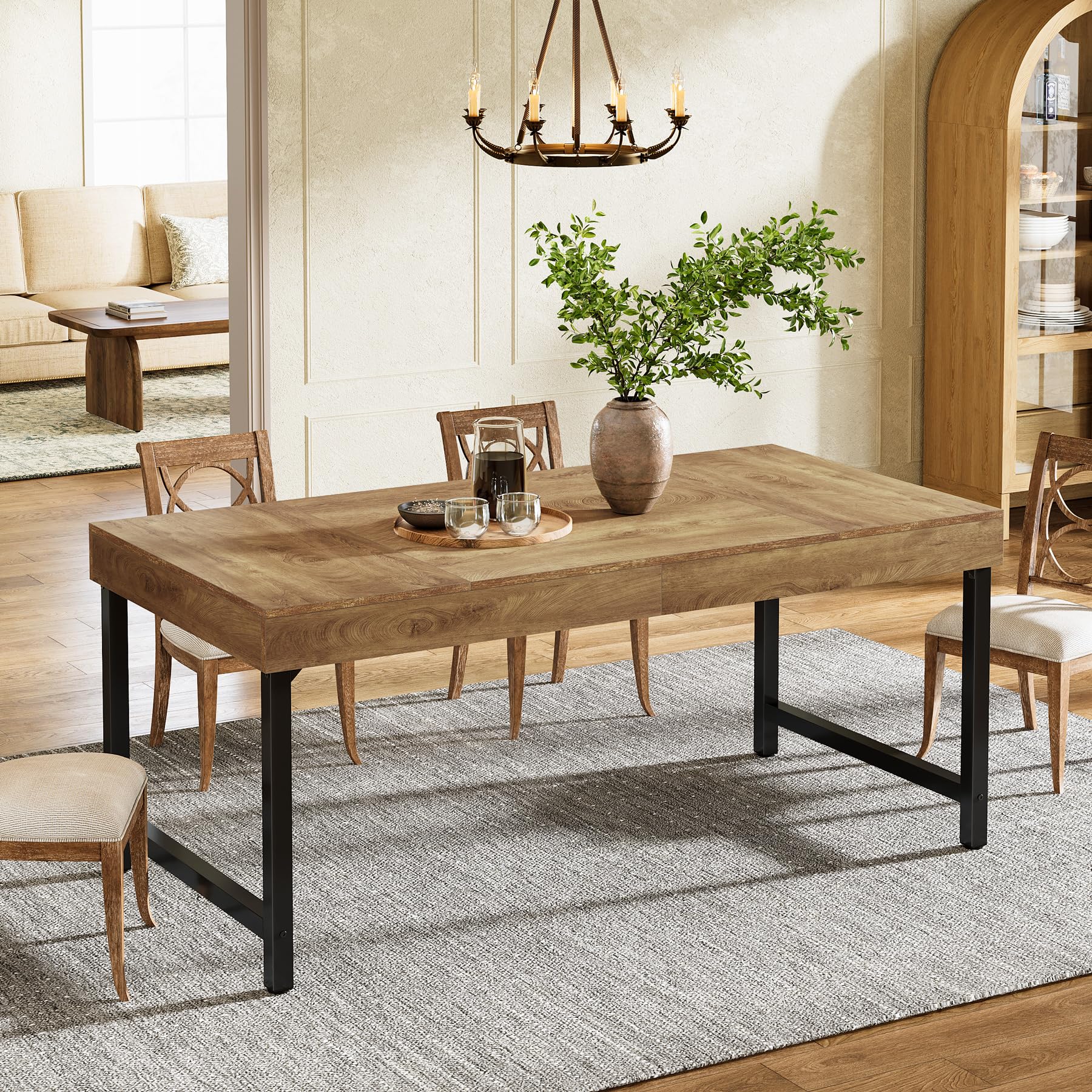 55-Inch Farmhouse Dining Table for 4-6 People