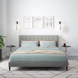 Kaya Upholstered Platform Bed Frame/Buttonless Tufting/Mattress Foundation/Wood