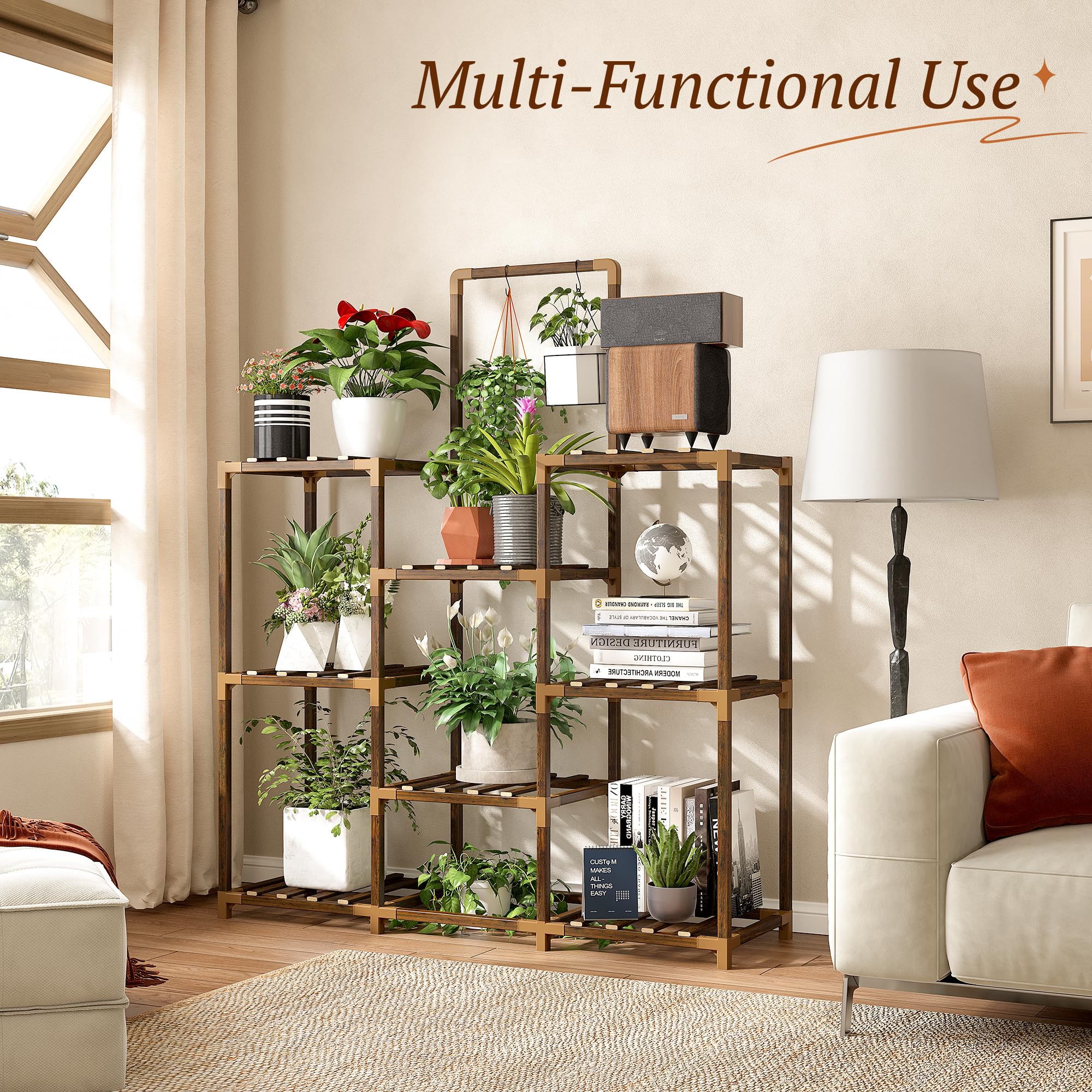 EverBloom 3-Row Large Wooden Plant Stand