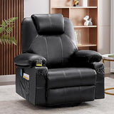 Swivel Rocker Recliner Chair with Heat and Massage, 360 Degree Swivel Rocking Single