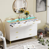 White Dresser with LED Lights for Bedroom,8 Drawer Dressers