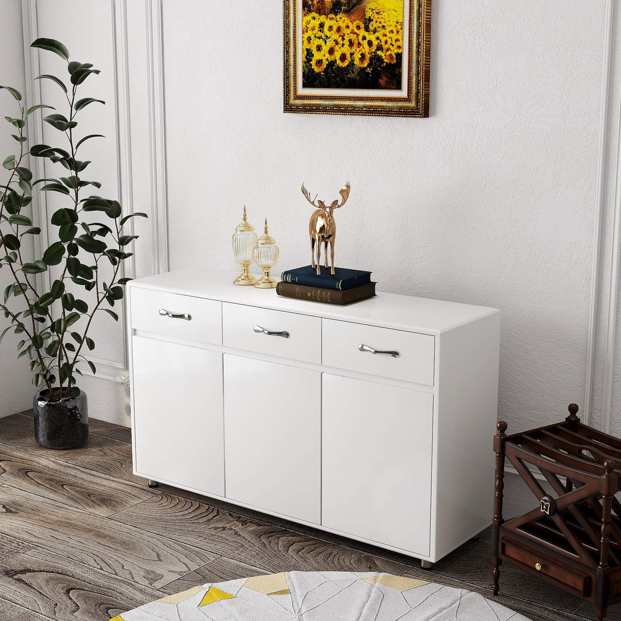 Upgraded Version Modern Buffet Cabinet Floor Side Office Cabinet,