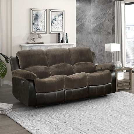 83" Bonded Leather Double Reclining Sofa, Brown