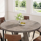 47 Inch Round Dining Table for 4-6 People, Large Kitchen Table, Farmhouse Dining Room Table,