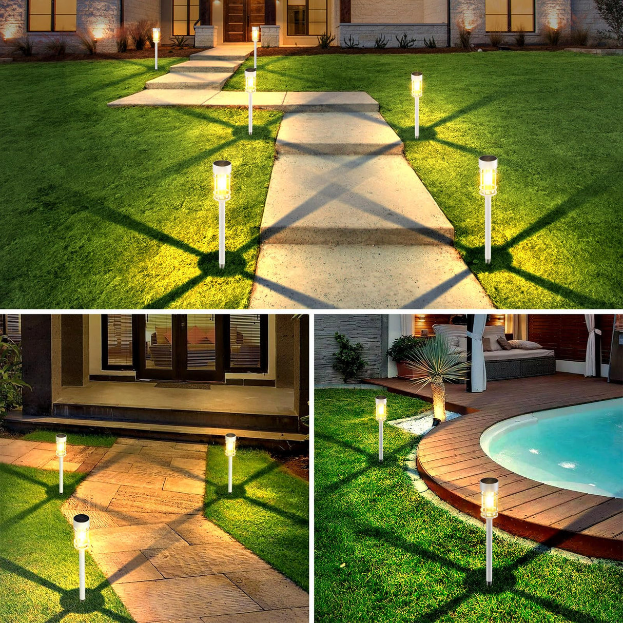 Solar Pathway Lights Outdoor Waterproof, 8 Pack LED Solar Garden Lights