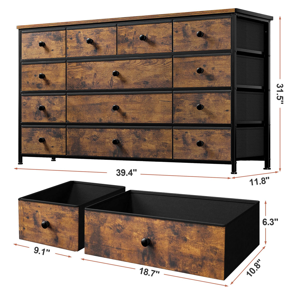 Dresser with 13 Drawers Dresser TV Stand for 55" TV Long Dresser