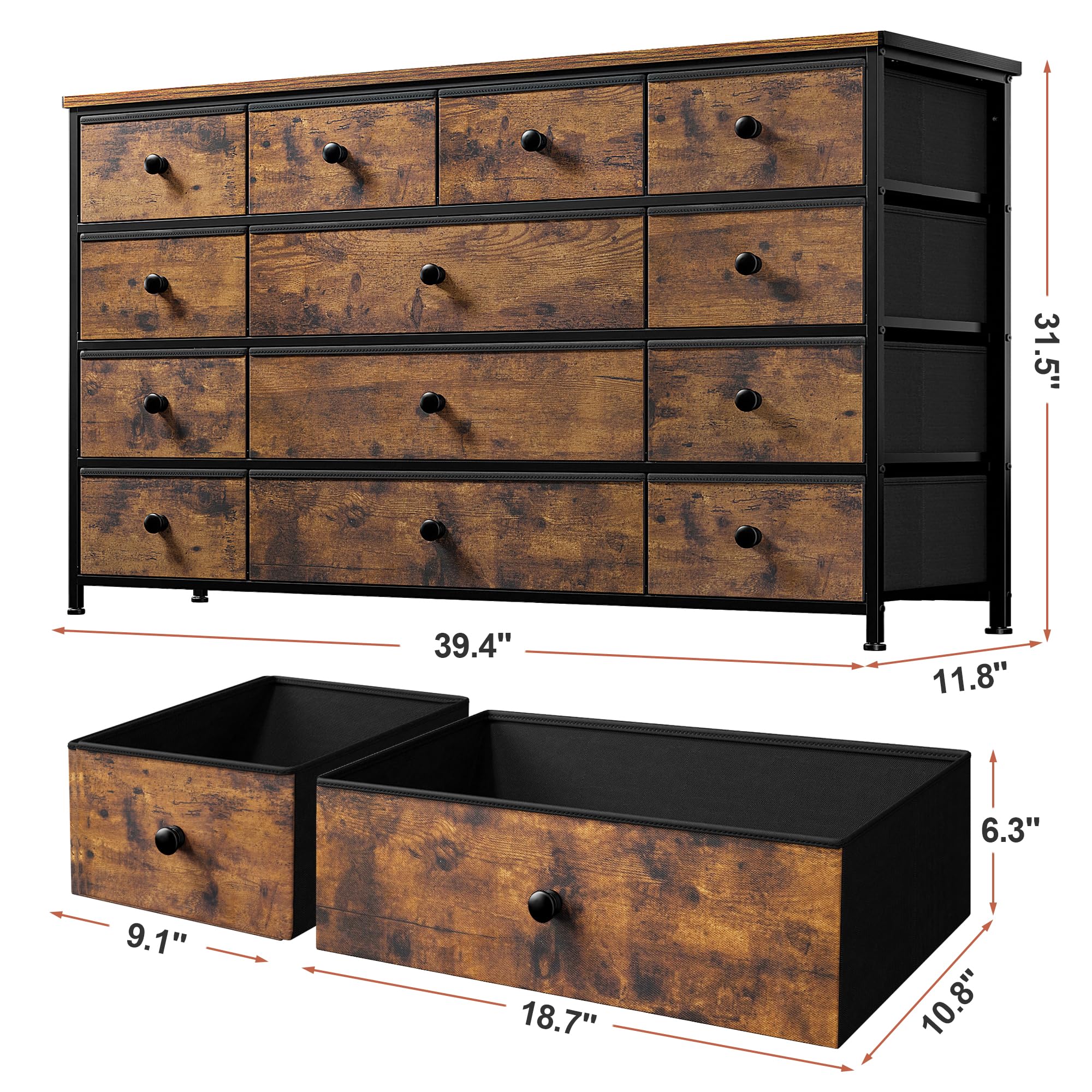 Dresser with 13 Drawers Dresser TV Stand for 55" TV Long Dresser