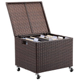 Rolling File Box - Storage Cabinet with Wheels - Weatherproof Rattan-Style Resin Deck Chest