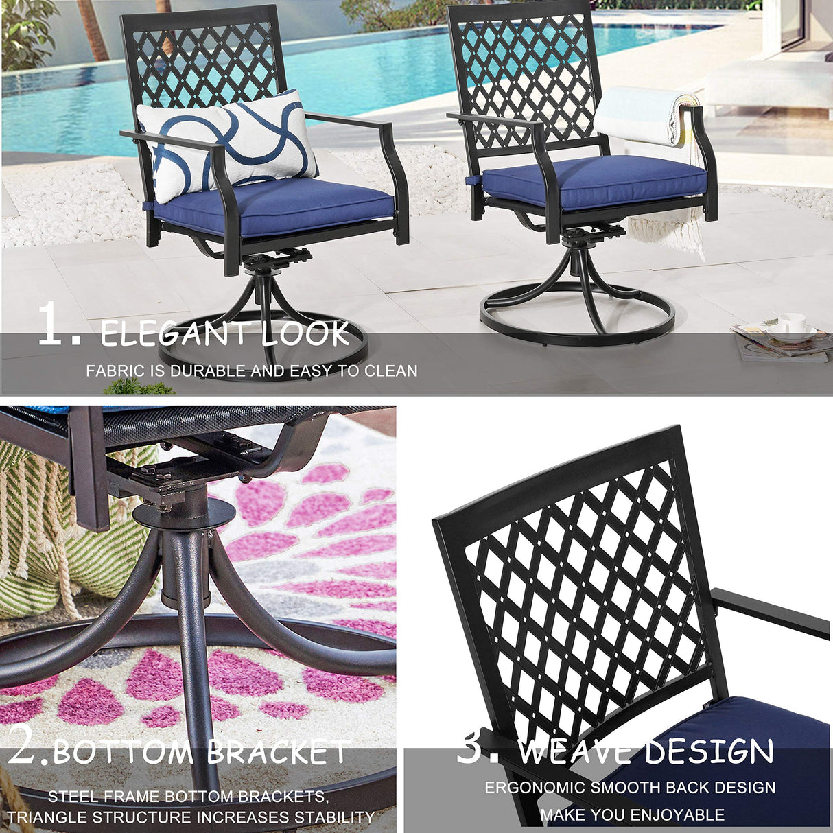 Outdoor Dining Chairs with Cushion Set of 2