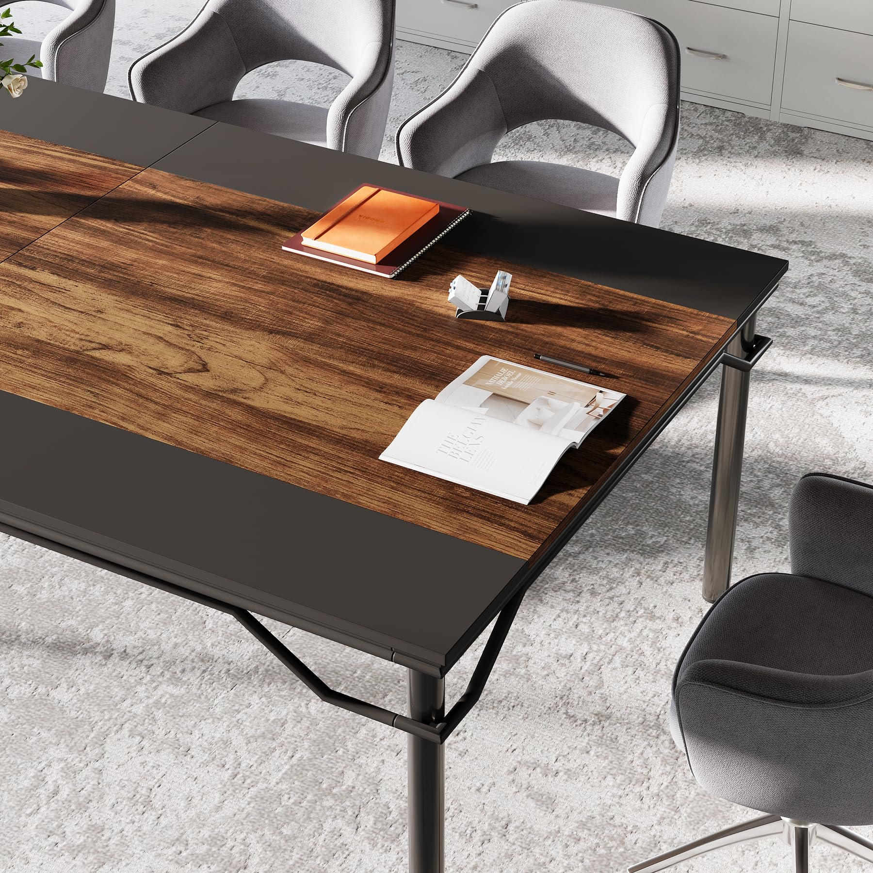 Conference Table,D Meeting Seminar Table, Large Rectangle Computer Desk