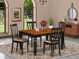 WEAN5-BLK-LC 5 Piece Set for 4 Includes a Rectangle Table with Butterfly Leaf and 4 Faux Leather Kitchen Dining Chairs,