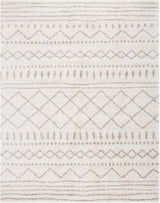 Arizona Shag Collection Area Rug - 8' x 10', Ivory & Beige, Moroccan Design