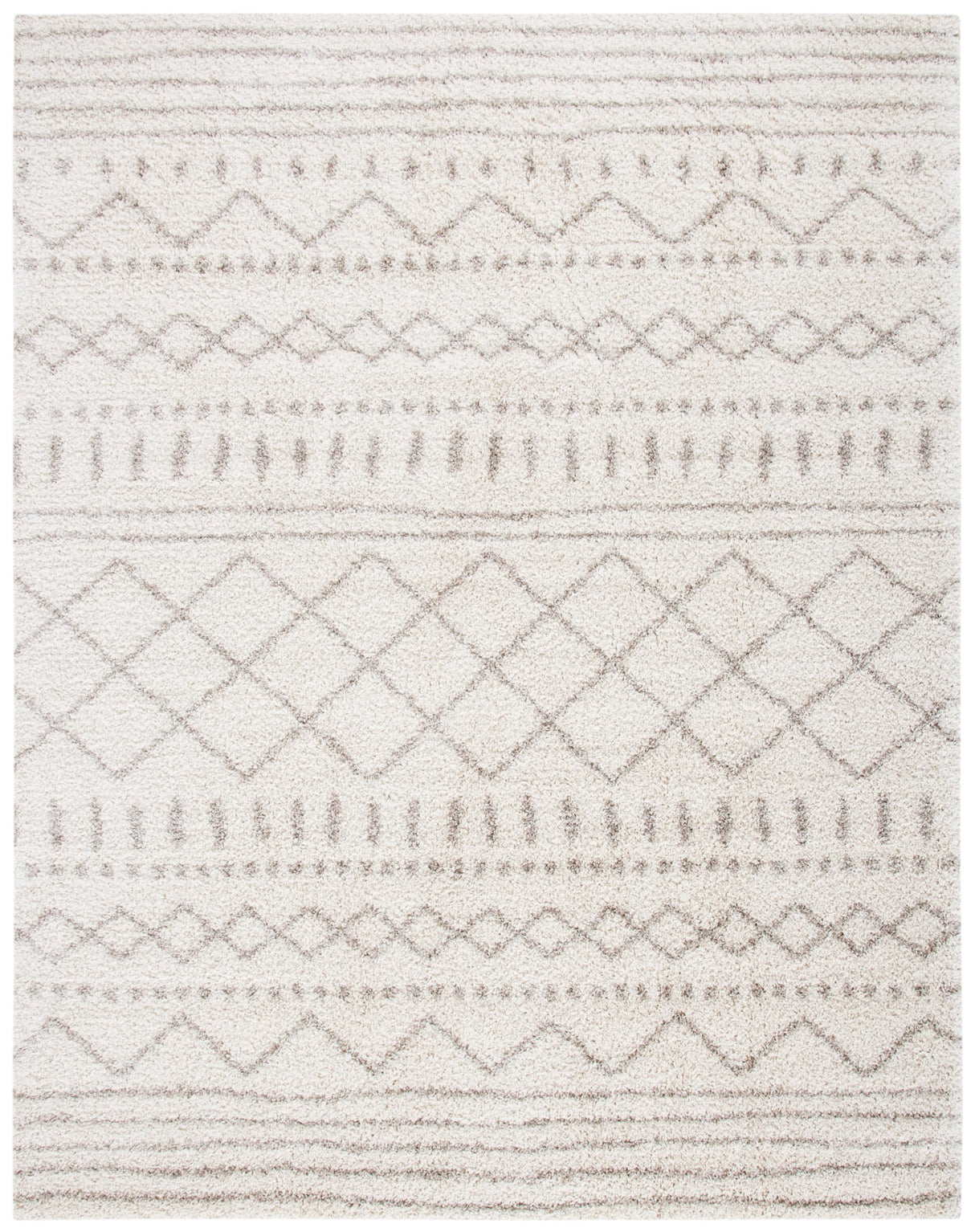 Arizona Shag Collection Area Rug - 8' x 10', Ivory & Beige, Moroccan Design