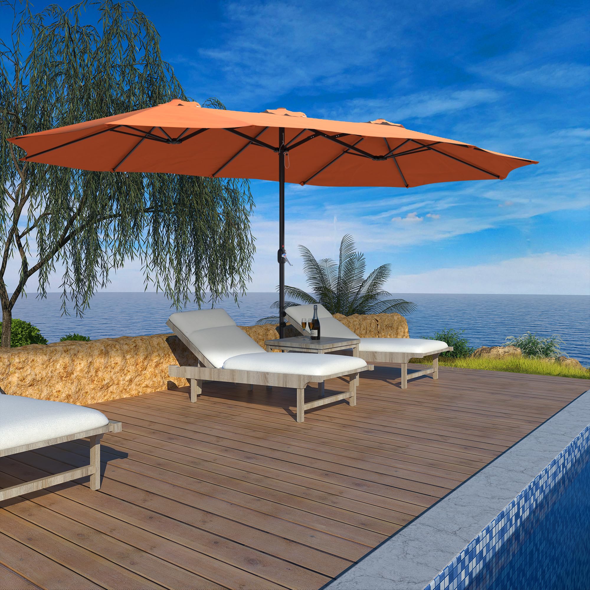 Base Included Outdoor Double-sided Umbrella Extra Large Patio Umbrella Patio Table