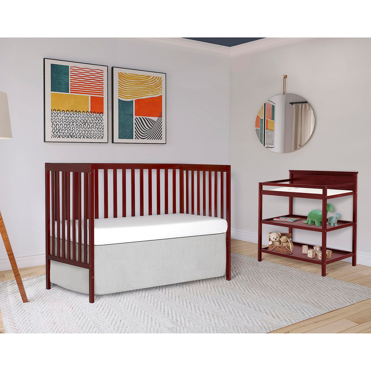 Synergy 5-In-1 Convertible Crib In Cherry, Greenguard Gold Certified