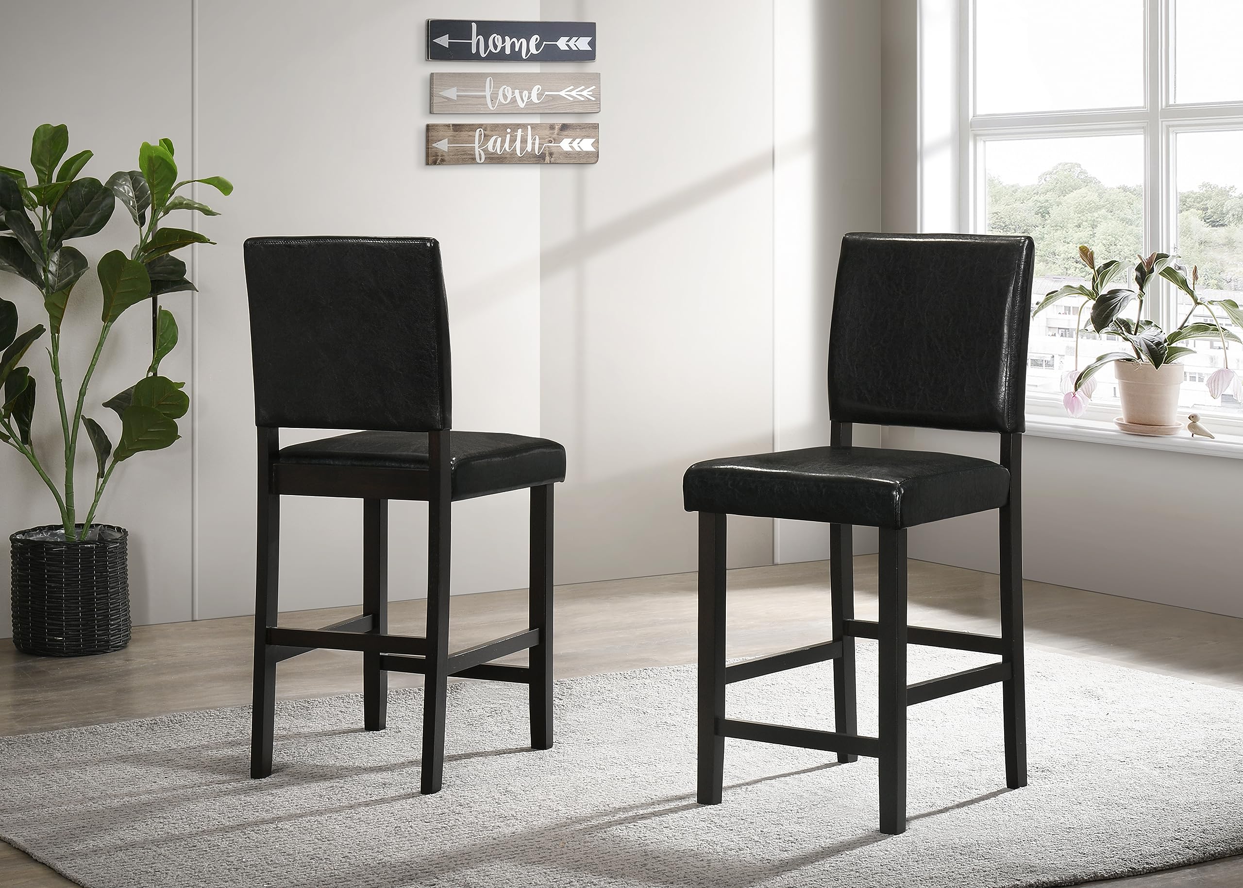 5 Piece Counter Height Dining Table Set with Upholstered Chairs