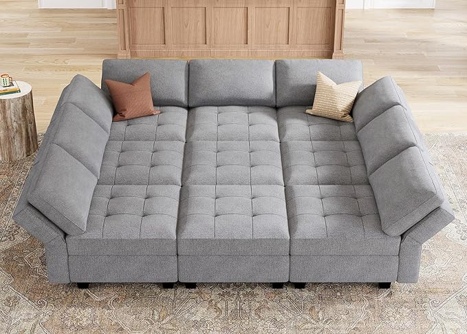 Sleeper Modular Sectional Sofa 9 Seater Sectional Sofa with Storage Modular Couch