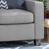 Viviana Three Seater Sofa with Wood Legs, Gray and Natural Finish