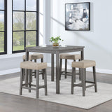 Celina Farmhouse Counter Height Dining Set, 5-Piece, Antique Grey Washed Finish