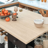 Rolling Kitchen Island Cart with Drop-Leaf and Wine Rack