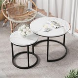 Round Nesting Coffee Table, Nesting Tables for Living Room Set of 2 End Tables Wood