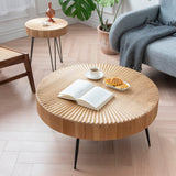 2-Piece Modern Farmhouse Living Room Coffee Table Set, Nesting Table Round