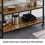 Kitchen Island with Power Outlet, Rolling Kitchen Cart with Wine Rack